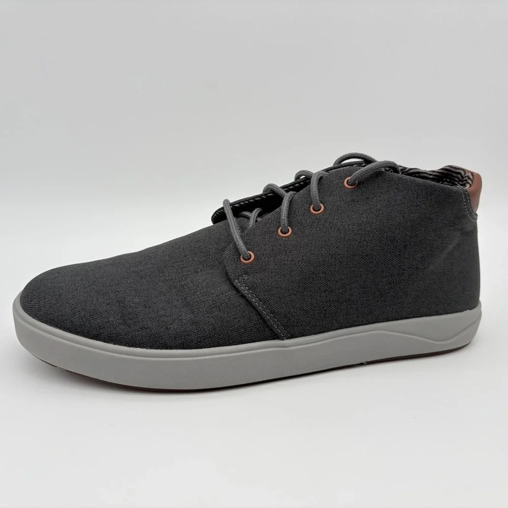 Olukai Nana Hele Wai'Apo Chukka Boots Mens Size 13 Dark Gray Canvas Lace Up
